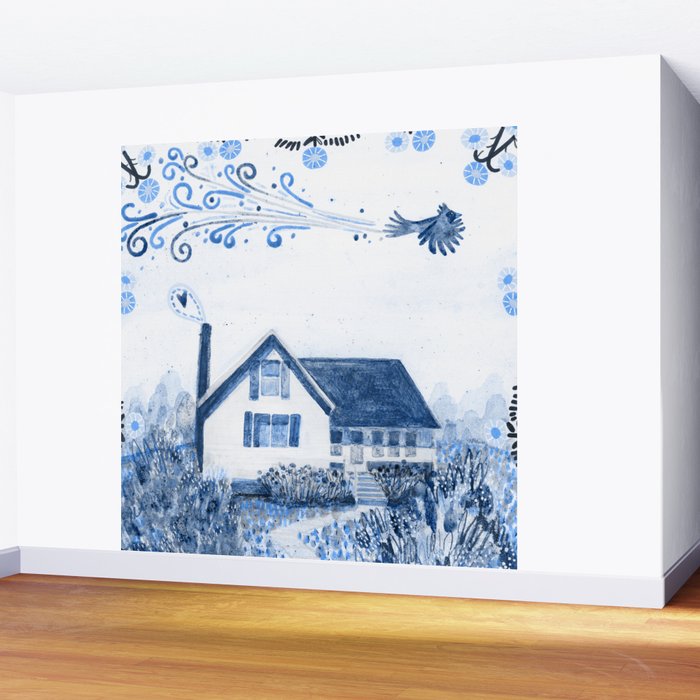 The Old Country Farm in Navy Blue - Farm House Decor Wall Mural Gallery Image 2