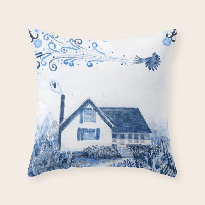 The Old Country Farm in Navy Blue - Farm House Decor Throw Pillow Gallery Image 6