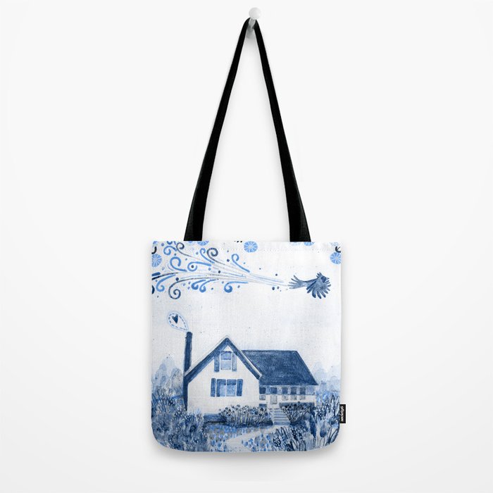 The Old Country Farm in Navy Blue - Farm House Decor Tote Bag Gallery Image 2