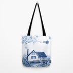 The Old Country Farm in Navy Blue - Farm House Decor Tote Bag Gallery Image 2