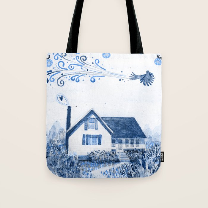 The Old Country Farm in Navy Blue - Farm House Decor Tote Bag Gallery Image 1