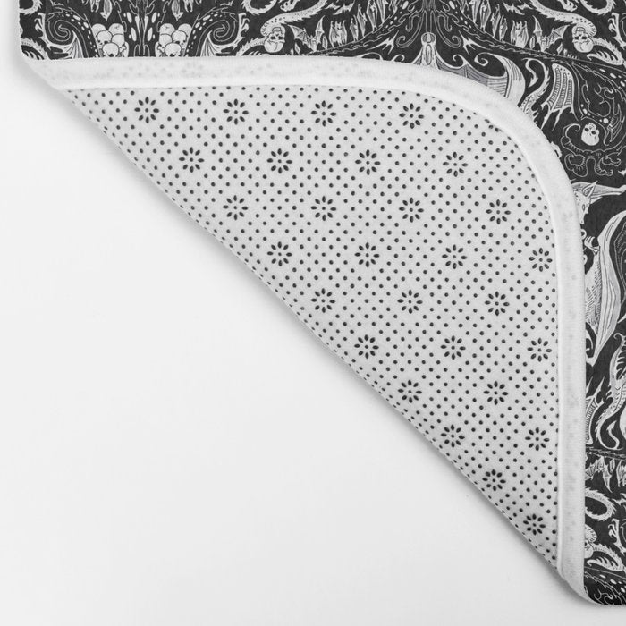 Bats And Beasts - Black and White Bath Mat Gallery Image 2
