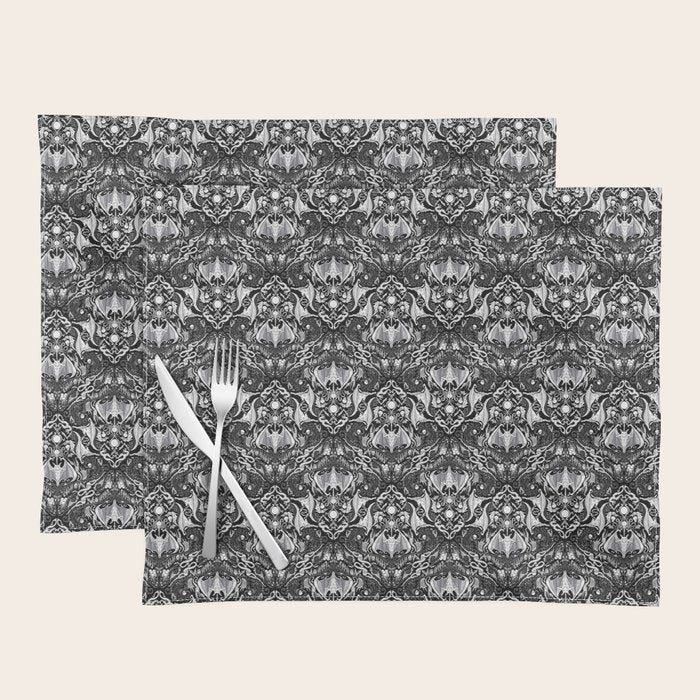 Bats And Beasts - Black and White Placemat Gallery Image 1