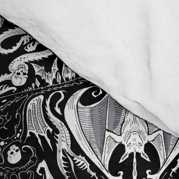 Bats And Beasts - Black and White Comforter Gallery Image 4