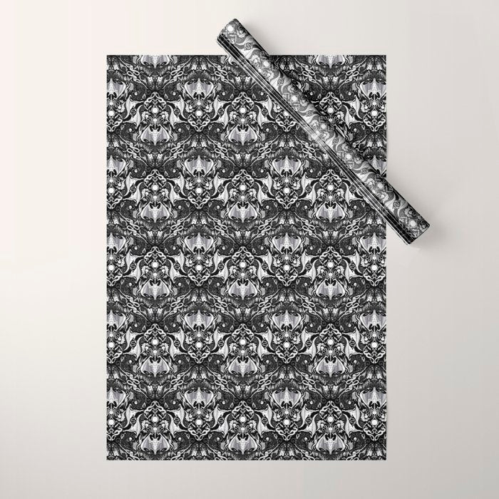 Bats And Beasts - Black and White Wrapping Paper Gallery Image 1