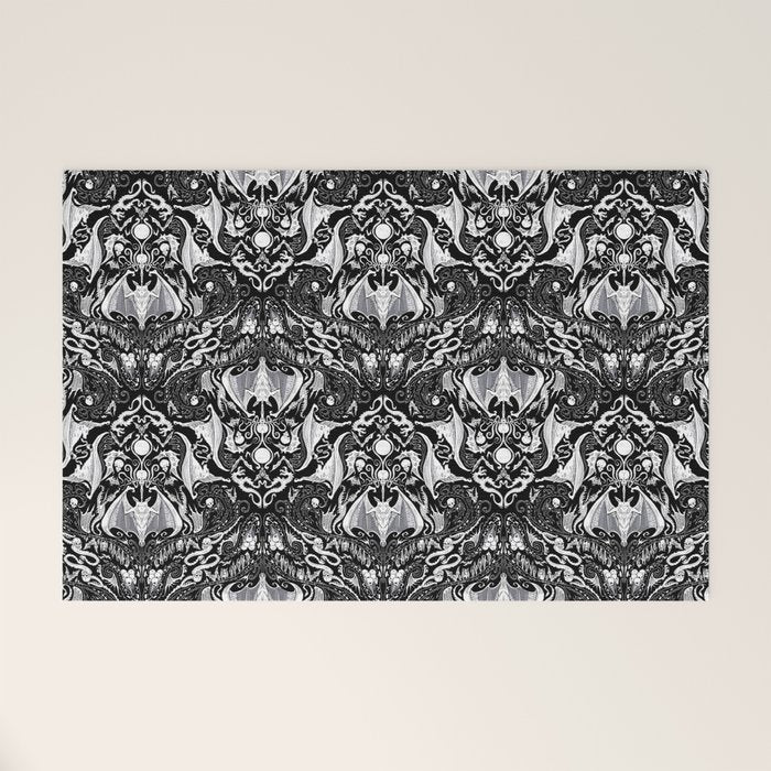 Bats And Beasts - Black and White Welcome Mat Gallery Image 1