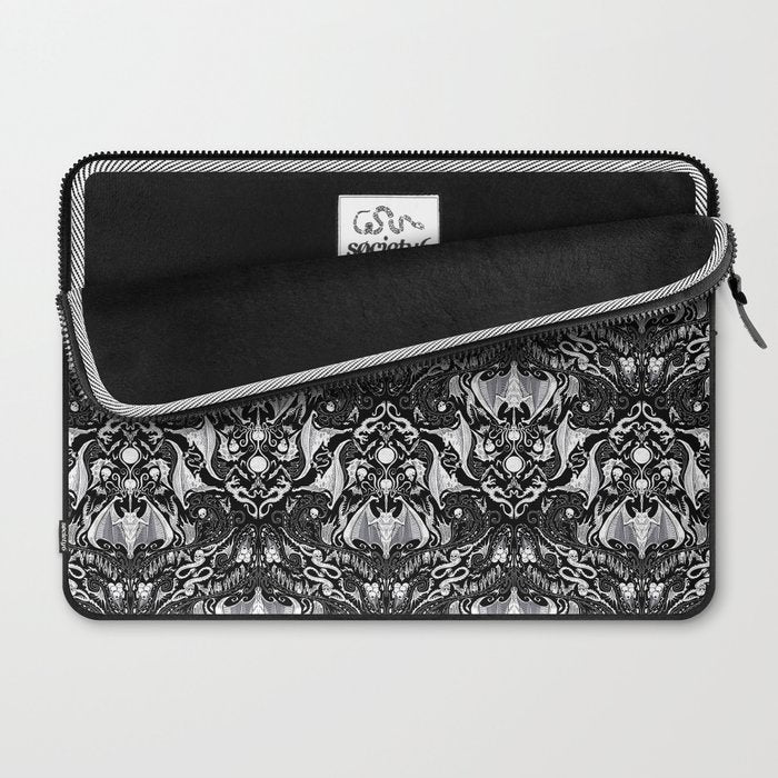 Bats And Beasts - Black and White Laptop Sleeve Gallery Image 2