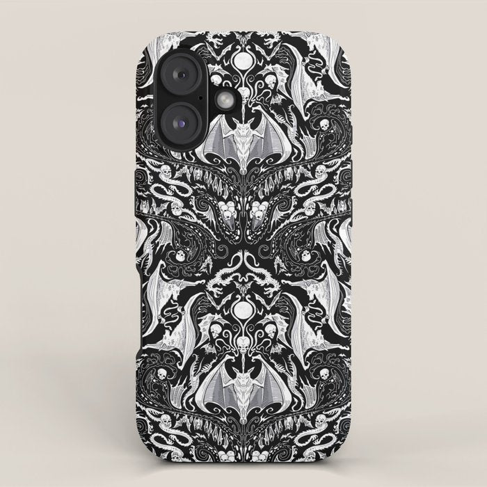 Bats And Beasts - Black and White iPhone Case Gallery Image 1