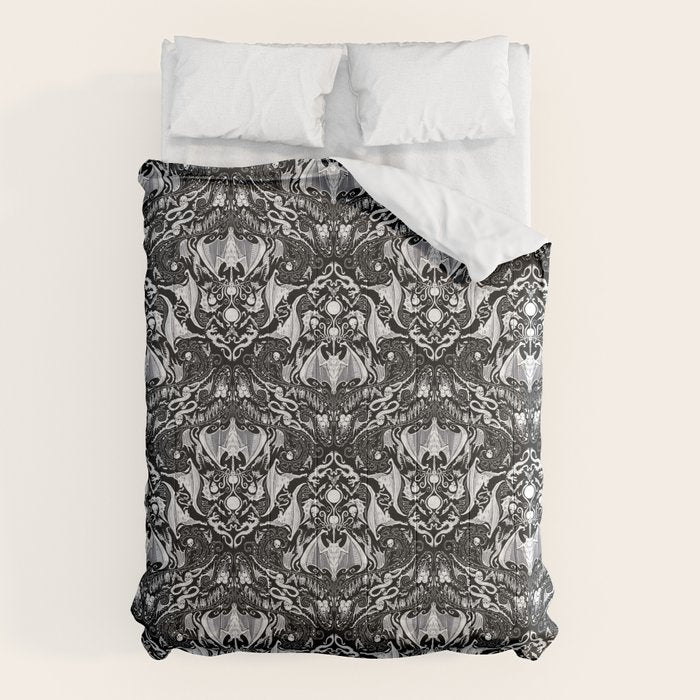Bats And Beasts - Black and White Comforter Gallery Image 6