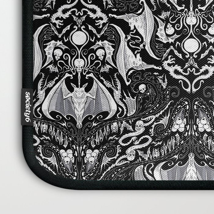 Bats And Beasts - Black and White Laptop Sleeve Gallery Image 3