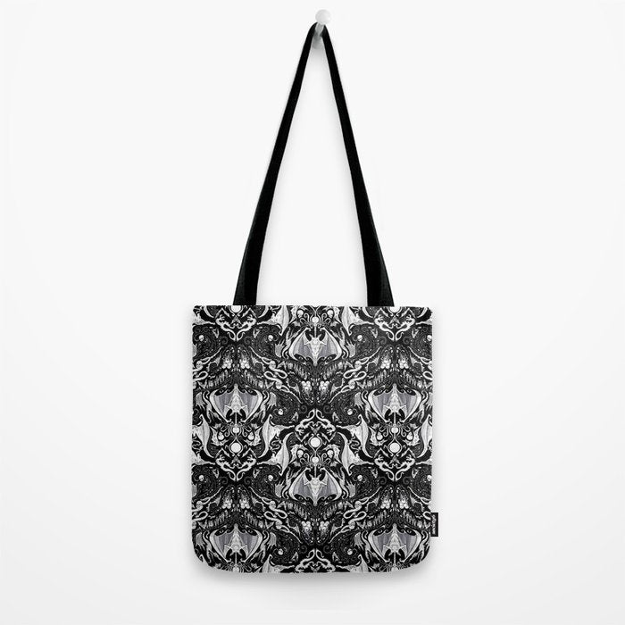 Bats And Beasts - Black and White Tote Bag Gallery Image 2