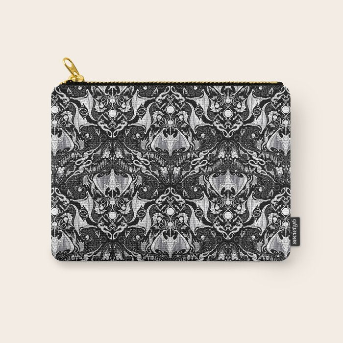 Bats And Beasts - Black and White Carry All Pouch Gallery Image 1