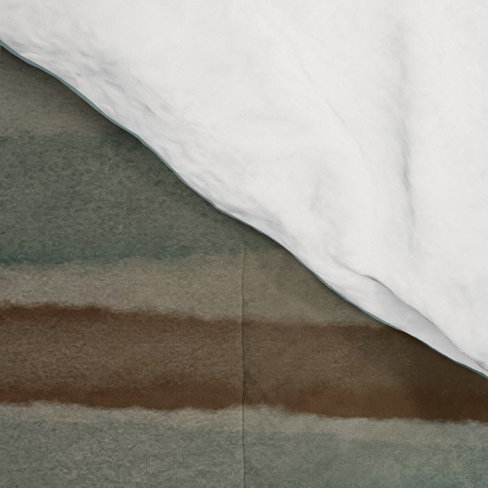 Soft Harbor blue, Teal green & Coca mocha warm brown _ abstract watercolor  waves Comforter Gallery Image 4