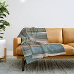 Soft Harbor blue, Teal green & Coca mocha warm brown _ abstract watercolor  waves Throw Blanket Gallery Image 1