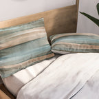 Soft Harbor blue, Teal green & Coca mocha warm brown _ abstract watercolor  waves Pillow Sham Gallery Image 2