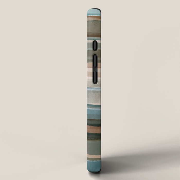 Soft Harbor blue, Teal green & Coca mocha warm brown _ abstract watercolor  waves iPhone Case Gallery Image 2