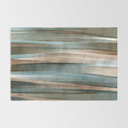 Soft Harbor blue, Teal green & Coca mocha warm brown _ abstract watercolor  waves Rug Gallery Image 2