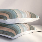 Soft Harbor blue, Teal green & Coca mocha warm brown _ abstract watercolor  waves Pillow Sham Gallery Image 3