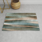 Soft Harbor blue, Teal green & Coca mocha warm brown _ abstract watercolor  waves Rug Gallery Image 1