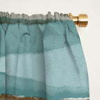 Soft Harbor blue, Teal green & Coca mocha warm brown _ abstract watercolor  waves Window Curtain Gallery Image 2
