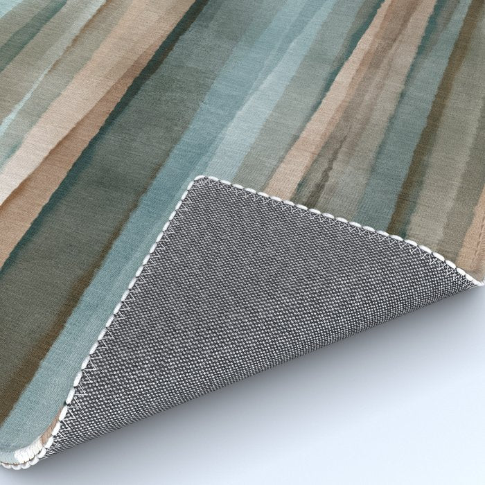 Soft Harbor blue, Teal green & Coca mocha warm brown _ abstract watercolor  waves Rug Gallery Image 4