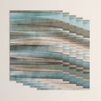 Soft Harbor blue, Teal green & Coca mocha warm brown _ abstract watercolor  waves Wrapping Paper Gallery Image 3
