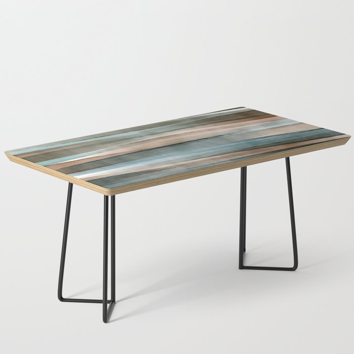 Soft Harbor blue, Teal green & Coca mocha warm brown _ abstract watercolor  waves Coffee Table Gallery Image 1