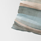 Soft Harbor blue, Teal green & Coca mocha warm brown _ abstract watercolor  waves Pillow Sham Gallery Image 4