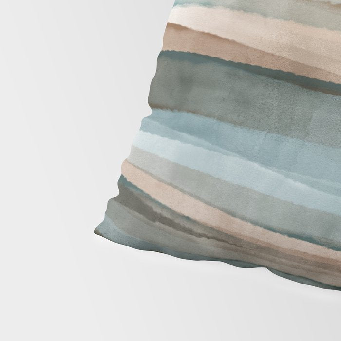 Soft Harbor blue, Teal green & Coca mocha warm brown _ abstract watercolor  waves Pillow Sham Gallery Image 4