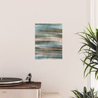 Soft Harbor blue, Teal green & Coca mocha warm brown _ abstract watercolor  waves Poster Gallery Image 2