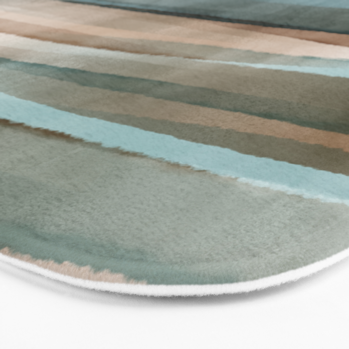 Soft Harbor blue, Teal green & Coca mocha warm brown _ abstract watercolor  waves Bath Mat Gallery Image 3