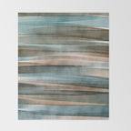 Soft Harbor blue, Teal green & Coca mocha warm brown _ abstract watercolor  waves Throw Blanket Gallery Image 2