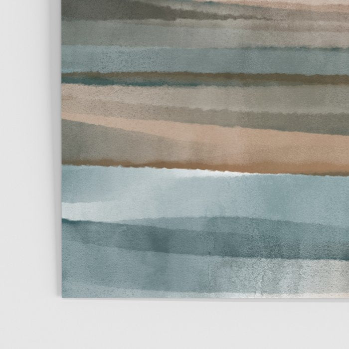 Soft Harbor blue, Teal green & Coca mocha warm brown _ abstract watercolor  waves Poster Gallery Image 3