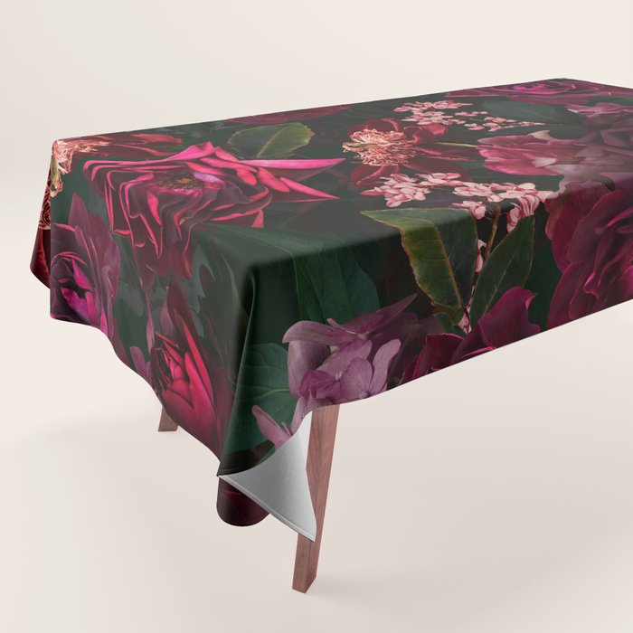 Vintage & Shabby Chic - Night Botanical Flower Roses Garden Tablecloth Gallery Image 1