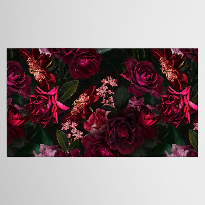 Vintage & Shabby Chic - Night Botanical Flower Roses Garden Tablecloth Gallery Image 2