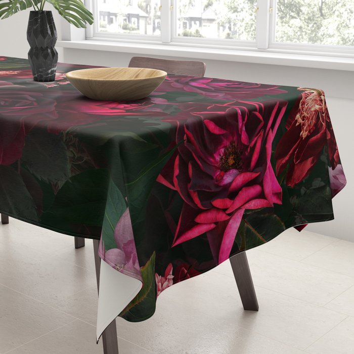 Vintage & Shabby Chic - Night Botanical Flower Roses Garden Tablecloth Gallery Image 3