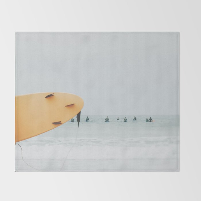 Yellow Surf Board - Abstract Surfers Print - Ocean - Sea - Travel photography Throw Blanket Gallery Image 2