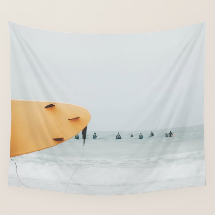 Yellow Surf Board - Abstract Surfers Print - Ocean - Sea - Travel photography Wall Tapestry Gallery Image 4