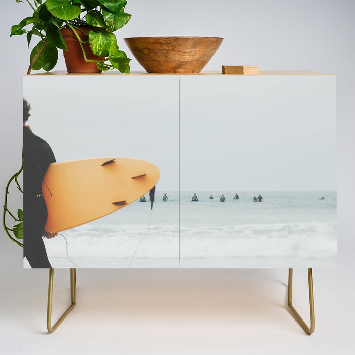 Yellow Surf Board - Abstract Surfers Print - Ocean - Sea - Travel photography Credenza Gallery Image 1