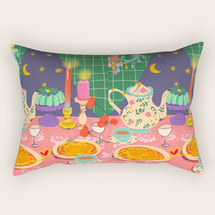 Spaghetti dinner date  Rectangular Pillow Gallery Image 1
