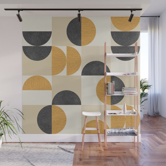 Mid century modern halfmoon pattern Wall Mural Gallery Image 1
