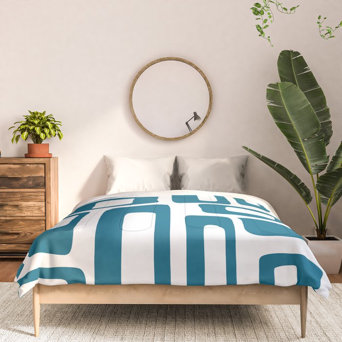 Retro Mid Century Modern Abstract Pattern 336 Peacock Blue Comforter Gallery Image 3