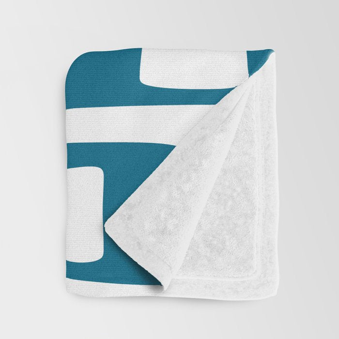 Retro Mid Century Modern Abstract Pattern 336 Peacock Blue Throw Blanket Gallery Image 3
