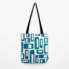 Retro Mid Century Modern Abstract Pattern 336 Peacock Blue Tote Bag Gallery Image 2