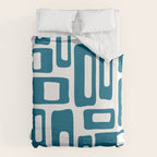 Retro Mid Century Modern Abstract Pattern 336 Peacock Blue Duvet Cover Gallery Image 6