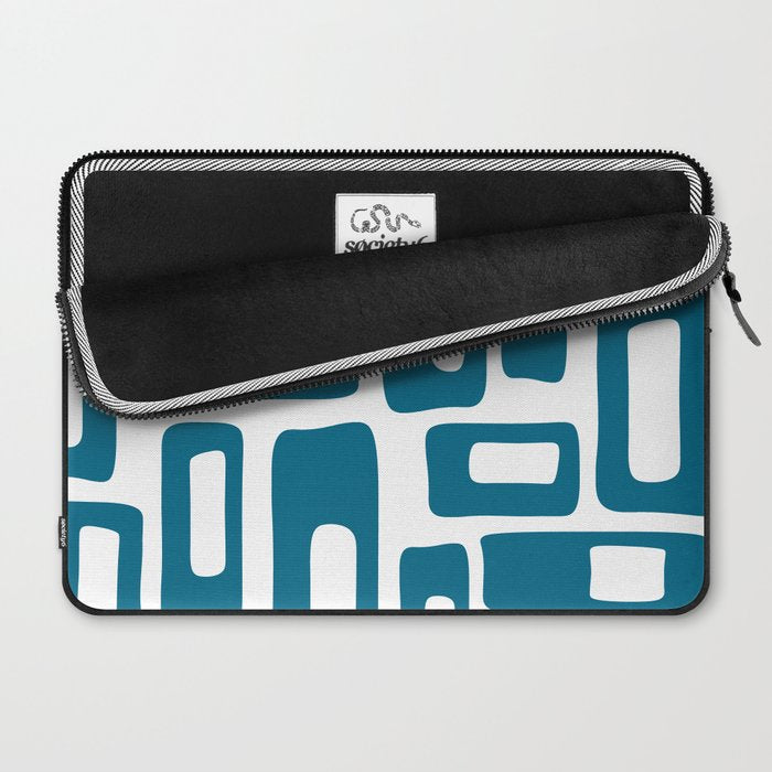 Retro Mid Century Modern Abstract Pattern 336 Peacock Blue Laptop Sleeve Gallery Image 2