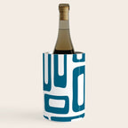 Retro Mid Century Modern Abstract Pattern 336 Peacock Blue Wine Chiller Gallery Image 3