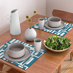 Retro Mid Century Modern Abstract Pattern 336 Peacock Blue Placemat Gallery Image 2