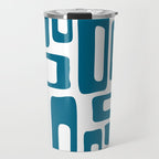 Retro Mid Century Modern Abstract Pattern 336 Peacock Blue Travel Mug Gallery Image 1