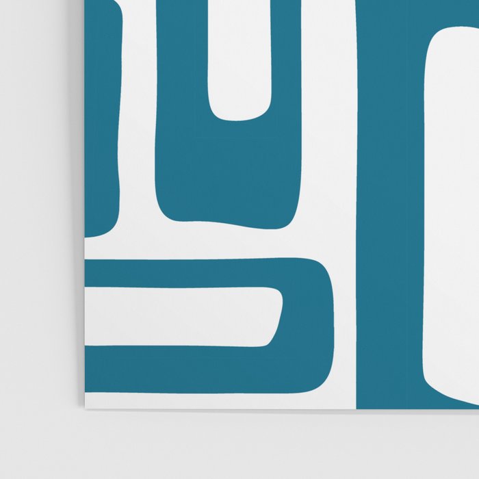 Retro Mid Century Modern Abstract Pattern 336 Peacock Blue Poster Gallery Image 3